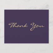 Carte Postale Élégant Merci de script en or moderne violet Faux (Devant)