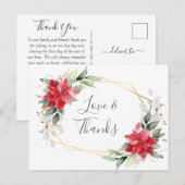 Carte Postale Élégant Merci de verdure hivernale de la Poinsetti (Devant / Derrière)