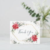 Carte Postale Élégant Merci de verdure hivernale de la Poinsetti (Debout devant)