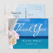 Carte Postale Elégant Merci d'été de plage Floral Ocean (Devant / Derrière)