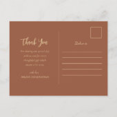 Carte Postale Élégant Merci Mariage Floral en terre cuite Boho (Dos)