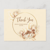 Carte Postale Élégant Merci Mariage Floral en terre cuite Boho (Devant)