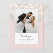 Carte Postale Élégant Merci Mariage Floral rose (Devant)