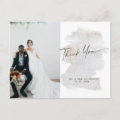 Carte Postale Élégant Merci Mariage gris-argenté avec l'or (Devant)