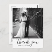 Carte Postale Élégant Merci Mariage noir et blanc (Devant / Derrière)