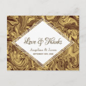 Carte Postale Élégant Merci Mariage or (Devant)