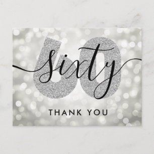 Carte Postale Elégant Merci moderne Silver 60e anniversaire