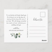 Carte Postale Élégant Merci PHOTO Eucalyptus tournesol (Dos)