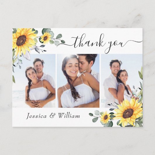 Carte Postale Élégant Merci PHOTO Eucalyptus tournesol (Devant)