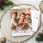 Carte Postale Elegant Merry and Bright Photo Holiday<br><div class="desc">Carte postale de vacances simple et élégante. Pour une personnalisation plus avancée de cette conception,  veuillez cliquer sur le lien Personnaliser supplémentaire pour changer la police,  la taille,  la couleur,  etc.</div>
