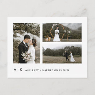 Carte Postale Élégant minimaliste élégant Mariage photo Merci