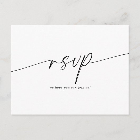 Carte Postale Élégant minimaliste mariage de script RSVP (Devant)