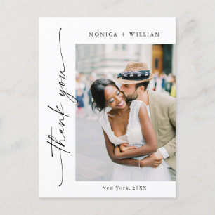 Carte Postale Élégant minimaliste Mariage Merci photo