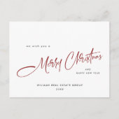 Carte Postale Élégant minimaliste Noël d'entreprise (Devant)