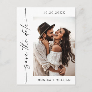 Carte Postale Élégant minimaliste photo Mariage QR Enregistrer l