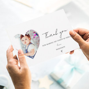 Carte Postale Élégant minimaliste premier anniversaire Merci pho