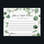 Carte Postale Élégant minimaliste vert Eucalyptus Mariage<br><div class="desc">Cette élégante carte de conseil minimaliste pour mariage d'eucalyptus vert est parfaite pour un mariage moderne. L'aménagement comprend des branches et des feuilles d'eucalyptus botaniques élégants dessinés à la main dans des aquarelles. Ces cartes sont parfaites pour un mariage, une douche nuptiale, un baby shower, une fête de remise de...</div>