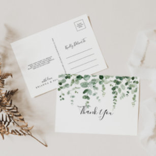 Carte Postale Élégant minimaliste vert Merci Eucalyptus