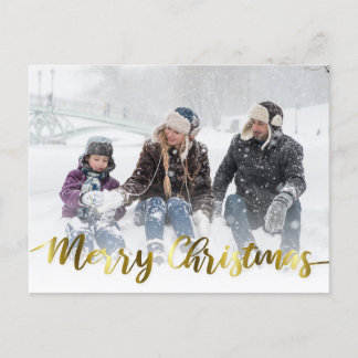 Carte Postale Elegant Modern Merry Christmas Gold Foil