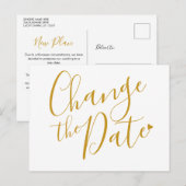 Carte Postale Élégant Moderne Changement de Date Or Script (Devant / Derrière)