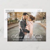 Carte Postale Élégant Moderne Enregistrer La Date Photo De Fianç (Devant / Derrière)