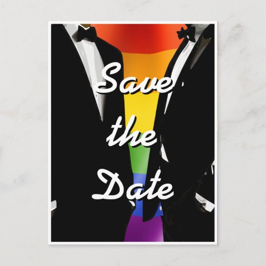 Carte Postale Elégant moderne Hommes gais Mariage Arc-en-ciel (Devant)