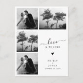 Carte Postale Elégant moderne quatre Mariage photo Merci (Devant)