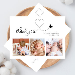 Carte Postale Élégant Moderne Script Minimal 3 Photos Baby Showe