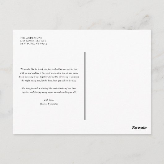 Carte Postale Elégant Monogram Navy Mariage bleu Merci (Dos)