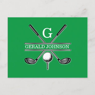 Carte Postale Élégant Monogramme de Golf Personnalisé Minimalist