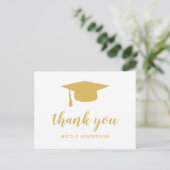 Carte Postale Elégant Mortar Board Gold Graduation Merci (Debout devant)