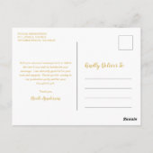 Carte Postale Elégant Mortar Board Gold Graduation Merci (Dos)