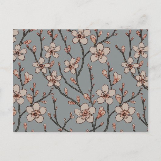 Carte Postale Élégant Motif Fleur rose Douce Fleur Fleur de Ceri (Devant)