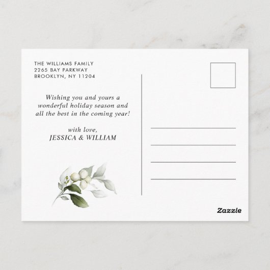 Carte Postale Élégant Noël Holly Wreath Holiday Salutation (Dos)