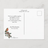 Carte Postale Elégant Noël Orné avec Holly (Dos)