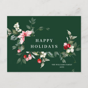 Carte Postale Élégant Noël Poinsettia Gênes de Noël