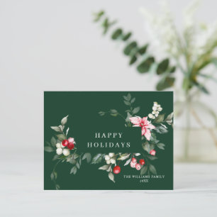 Carte Postale Élégant Noël Poinsettia Gênes de Noël