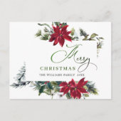 Carte Postale Élégant Noël Poinsettia Gênes de Noël (Devant)