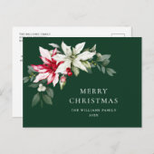 Carte Postale Élégant Noël Poinsettia Gênes de Noël (Devant / Derrière)