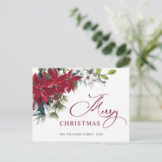 Carte Postale Élégant Noël Poinsettia Gênes de Noël (Debout devant)