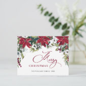 Carte Postale Élégant Noël Poinsettia Gênes de Noël (Debout devant)