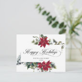 Carte Postale Élégant Noël Poinsettia Gênes de Noël (Debout devant)