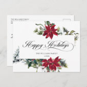 Carte Postale Élégant Noël Poinsettia Gênes de Noël (Devant / Derrière)