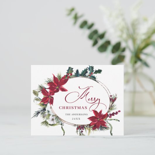 Carte Postale Élégant Noël Poinsettia Gênes de Noël (Debout devant)