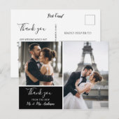 Carte Postale Elégant noir 2 photo Collage | Merci (Devant / Derrière)