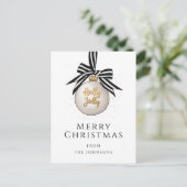 Carte Postale Elégant noir blanc Bauble Joyeux Noël (Debout devant)