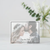 Carte Postale Élégant noir & blanc Enregistrer la date Photo Car (Debout devant)