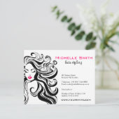 Carte Postale Élégant noir blanc Wavy Hairstyle extensions de ch (Debout devant)