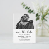 Carte Postale Élégant noir et blanc enregistrer la photo de date (Debout devant)