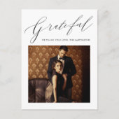 Carte Postale Élégant Noir Grateful Script Mariage photo (Devant)